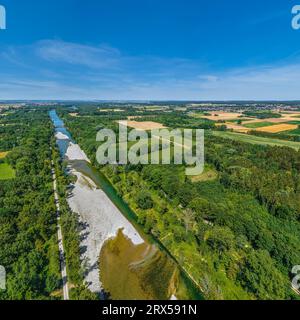 The Lech valley around Meitingen in nortehrn swabia from above Stock Photo