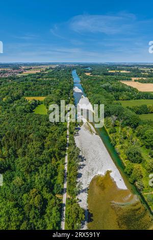 The Lech valley around Meitingen in nortehrn swabia from above Stock Photo