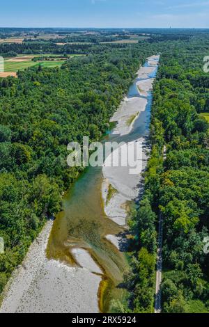 The Lech valley around Meitingen in nortehrn swabia from above Stock Photo