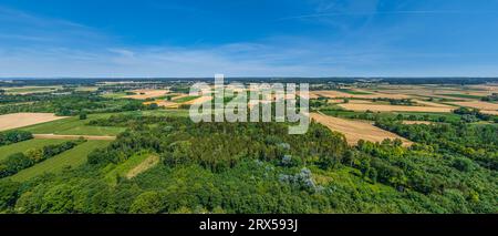 The Lech valley around Meitingen in nortehrn swabia from above Stock Photo