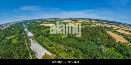 The Lech valley around Meitingen in nortehrn swabia from above Stock Photo