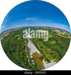 The Lech valley around Meitingen in nortehrn swabia from above Stock Photo