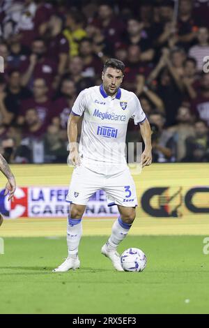 Salerno, Italy. 22nd Sep, 2023. Frosinone's Italian defender Riccardo Marchizza controls the ball during the Serie A football match between Unione Sportiva Salernitana vs Frosinone Calcio at the Arechi Stadium in Salerno on September 22, 2023. Credit: Independent Photo Agency/Alamy Live News Stock Photo