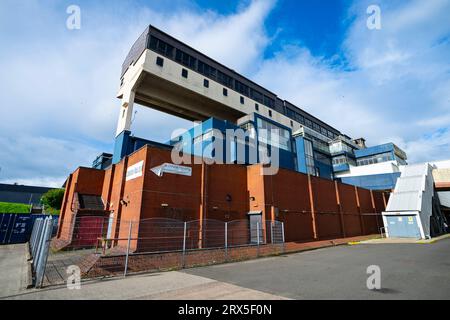 Exterior view of architecture of The Centre Cumbernauld shopping mall in Cumbernauld town centre, North Lanarkshire, Scotland, UK Stock Photo