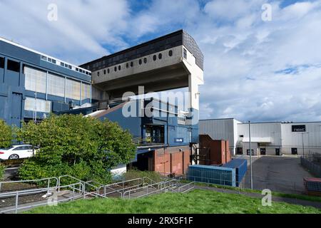 Exterior view of architecture of The Centre Cumbernauld shopping mall in Cumbernauld town centre, North Lanarkshire, Scotland, UK Stock Photo