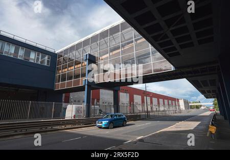 Exterior view of architecture of The Centre Cumbernauld shopping mall in Cumbernauld town centre, North Lanarkshire, Scotland, UK Stock Photo