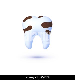 Dental caries icon in 3d style on white background. Vector illustration Stock Vector
