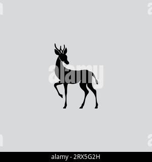 Deer vector silhouettes, black and white vector icon Stock Vector