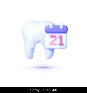 Tooth calendar 3d, great design for any purposes. Vector illustration design Stock Vector