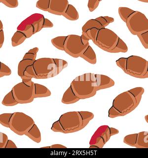 Paris restaurant seamless pattern. Croissants pattern on white in hand drawn style. Vector illustration Stock Vector