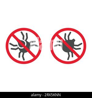 No mite or tick vector icon sign. Repellent for insects, mites and ticks symbol. Stock Vector