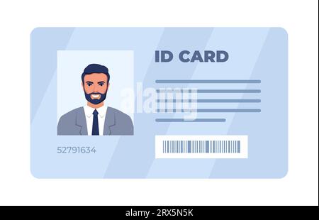 ID card. Personal info data. Identification document with person photo. User or profile card. Driver's license. Flat style. Vector illustration Stock Vector