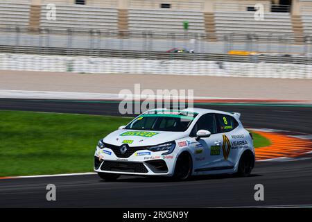 08 RODRIGO Joaquin ESP, Team VRT, Clio cup series, action during the 9th round of the Clio Cup Europe 2023, from September 22 to 24, 2023 on the Circuit de la Comunitat Valenciana Ricardo Tormo, in Valencia, Spain - Photo Grégory Lenormand/DPPI Credit: DPPI Media/Alamy Live News Stock Photo