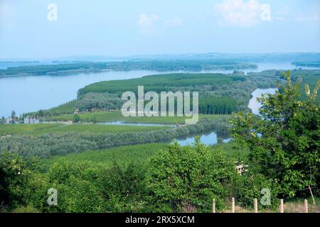 Floods on the Danube in the border area between Bulgaria and Romania Stock Photo