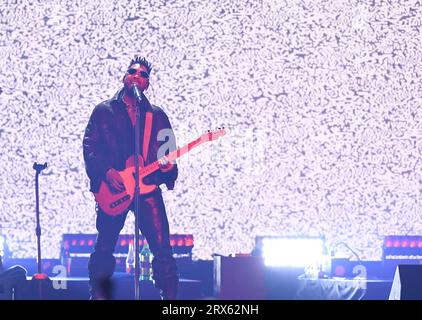 Las Vegas, USA. 22nd Sep, 2023. Miguel performs during the iHeartRadio music festival at T-Mobile Arena on September 22, 2023 in Las Vegas, Nevada. (Photo by Bryan Steffy/Sipa USA) Credit: Sipa USA/Alamy Live News Stock Photo