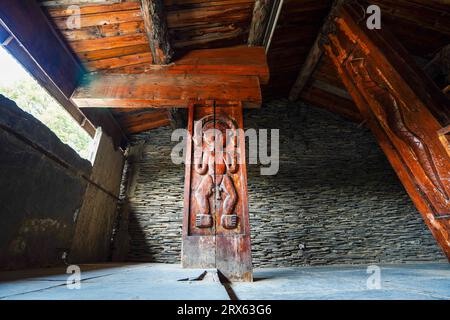 Paiwan Wooden Carving in Taiwan Scenic Area of China Ethnic Museum Stock Photo