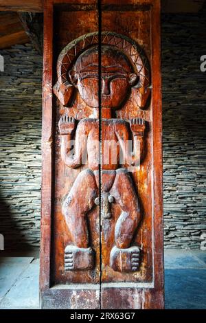 Paiwan Wooden Carving in Taiwan Scenic Area of China Ethnic Museum Stock Photo