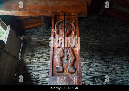 Paiwan Wooden Carving in Taiwan Scenic Area of China Ethnic Museum Stock Photo