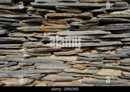 Close up of the wall of Paiwan People's Slate House in Taiwan Scenic Area of China Ethnic Museum Stock Photo