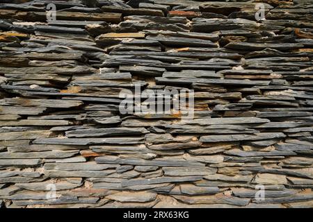 Close up of the wall of Paiwan People's Slate House in Taiwan Scenic Area of China Ethnic Museum Stock Photo