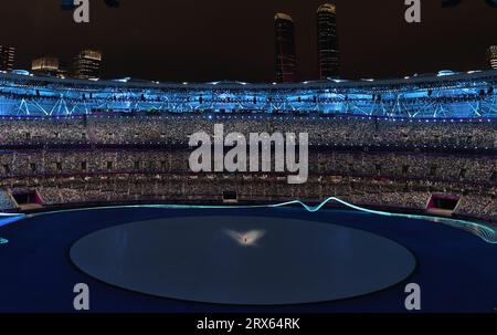 Beijing, China's Zhejiang Province. 23rd Sep, 2023. A performance is staged before the opening ceremony of the 19th Asian Games at the Hangzhou Olympic Sports Center Stadium in Hangzhou, east China's Zhejiang Province, Sept. 23, 2023. Credit: Yang Lei/Xinhua/Alamy Live News Stock Photo