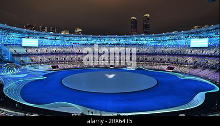 Beijing, China's Zhejiang Province. 23rd Sep, 2023. A performance is staged before the opening ceremony of the 19th Asian Games at the Hangzhou Olympic Sports Center Stadium in Hangzhou, east China's Zhejiang Province, Sept. 23, 2023. Credit: Chen Yichen/Xinhua/Alamy Live News Stock Photo