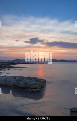 Long exposure capture of South Arm Peninsula jetty, Tasmania, Australia Stock Photo