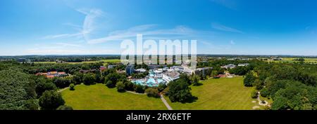 Germany, Bavaria, Bad Fussing, Drone panorama of Europa Therme spa Stock Photo