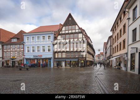 Buildings at Pferdemarkt Square - Hamelin, Germany Stock Photo