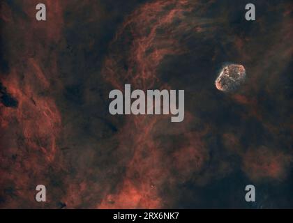 Crescent Nebula (Caldwell 27) in constellation Cygnus Stock Photo