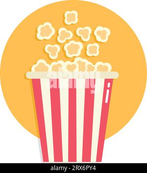 Popcorn icon on yellow background. Icon in flat style. Vector illustration Stock Vector