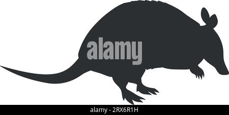 Armadillo animal silhouette isolated on white background. Vector illustration Stock Vector