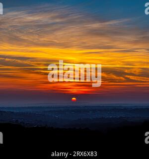 Sunset over the English South Downs Stock Photo
