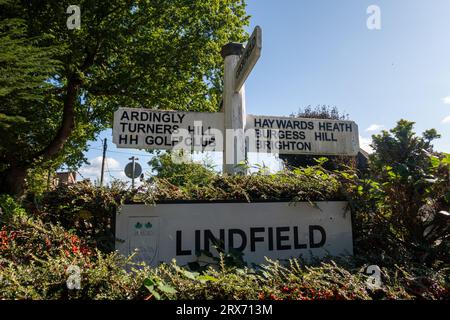 A road sign in Lindfield, West Sussex, England, UK Stock Photo