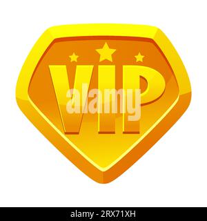 Game UI VIP Icon Gold Diamond with red ribbon. Vector Design Stock ...