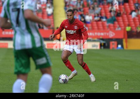 London, England. 23rd Sep 2023. Terell Thomas of Charlton Athletic during the Sky Bet EFL League One match at The Valley against Wycombe Wanderers. Kyle Andrews/Alamy Live News Stock Photo