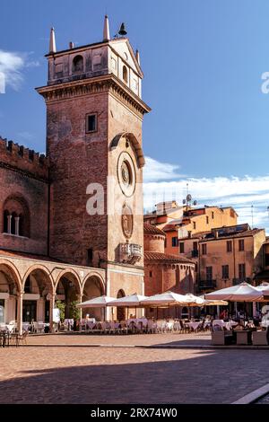 Torre dell’Orologio at Piazza Erbe in the old town of Mantova in Italy Stock Photo