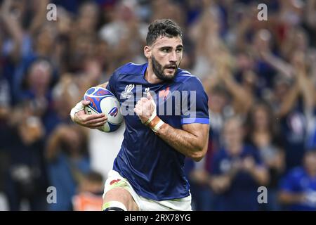 Charles Ollivon scores a try during the Rugby union World Cup RWC 2023, Pool A match between France and Namibia at Stade Velodrome, Marseille, France on September 21, 2023. Photo Victor Joly / DPPI Stock Photo