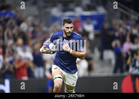 Charles Ollivon scores a try during the Rugby union World Cup RWC 2023, Pool A match between France and Namibia at Stade Velodrome, Marseille, France on September 21, 2023. Photo Victor Joly / DPPI Stock Photo