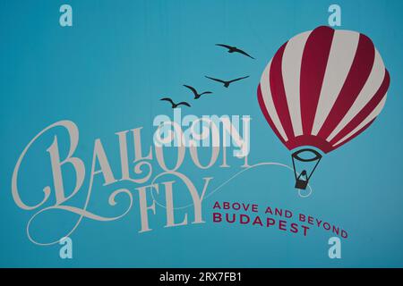 Budapest, Hungary - August 21, 2023.  New touristic attraction in Budapest Hungary. The air ballon there is on the city park of Budapest. Stock Photo