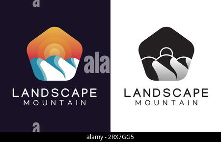 Landscape Mountain Logo Design Mountain Badge Logotype Adventure Template 3D Stock Vector
