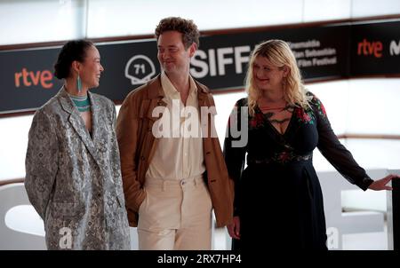 Donosti, Spanien. 23rd Sep, 2023. San Sebastian, Basque Country; Spain; 09/23/2023.- Photocall of Kalak a Greenland film directed by Isabella Eklöf with actors Emil Johnsen and Berda Larsen, participates in the official section of the San Sebastian International Film Festival (SSIFF) Credit: Juan Carlos Rojas/dpa/Alamy Live News Stock Photo