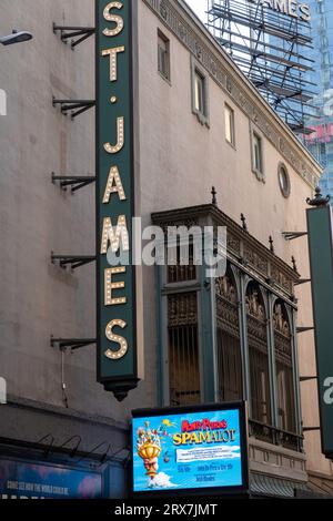 'Monty Python's Spamalot' playing at the St. James Theatre in New York City, 2023, USA Stock Photo