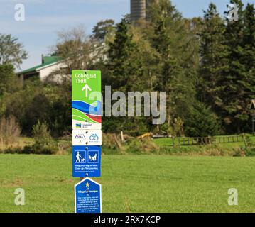 Cobequid Trail, Nova Scotia, is a 18+ kilometre recreation trail exploring the Truro Marsh and over 300+ acres of farmland on Canada's east coast Stock Photo