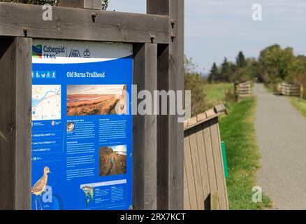 Cobequid Trail, Nova Scotia, is a 18+ kilometre recreation trail exploring the Truro Marsh and over 300+ acres of farmland on Canada's east coast Stock Photo