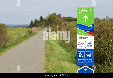 Cobequid Trail, Nova Scotia, is a 18+ kilometre recreation trail exploring the Truro Marsh and over 300+ acres of farmland on Canada's east coast Stock Photo