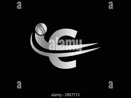 Modern C Letter with Cricket Sports Logo Template Design. For Cricket Club Symbol Vector Template Stock Vector
