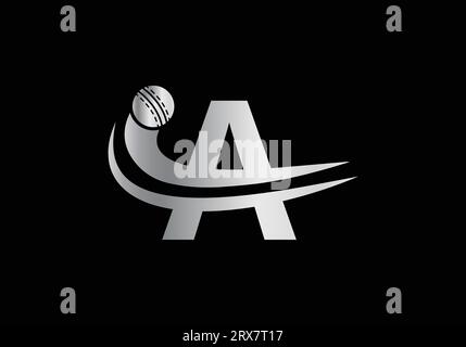 Modern A Letter with Cricket Sports Logo Template Design. For Cricket Club Symbol Vector Template Stock Vector