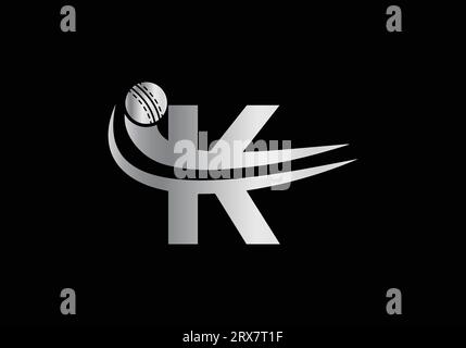 Modern K Letter with Cricket Sports Logo Template Design. For Cricket Club Symbol Vector Template Stock Vector