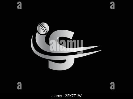 Modern S Letter with Cricket Sports Logo Template Design. For Cricket Club Symbol Vector Template Stock Vector